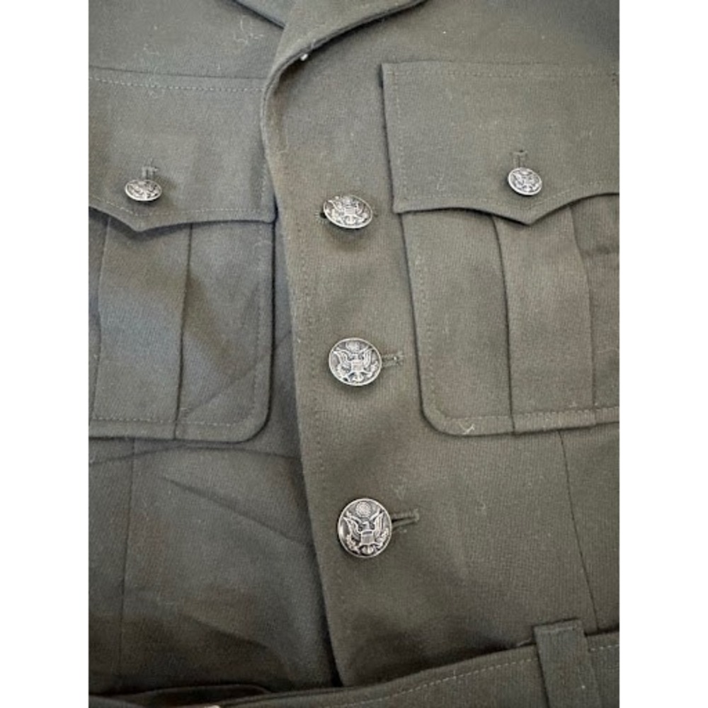 Vtg US Army Officer Style Ike / Service Jacket Heritage Green Size 37S-C Belted - Picture 8 of 9